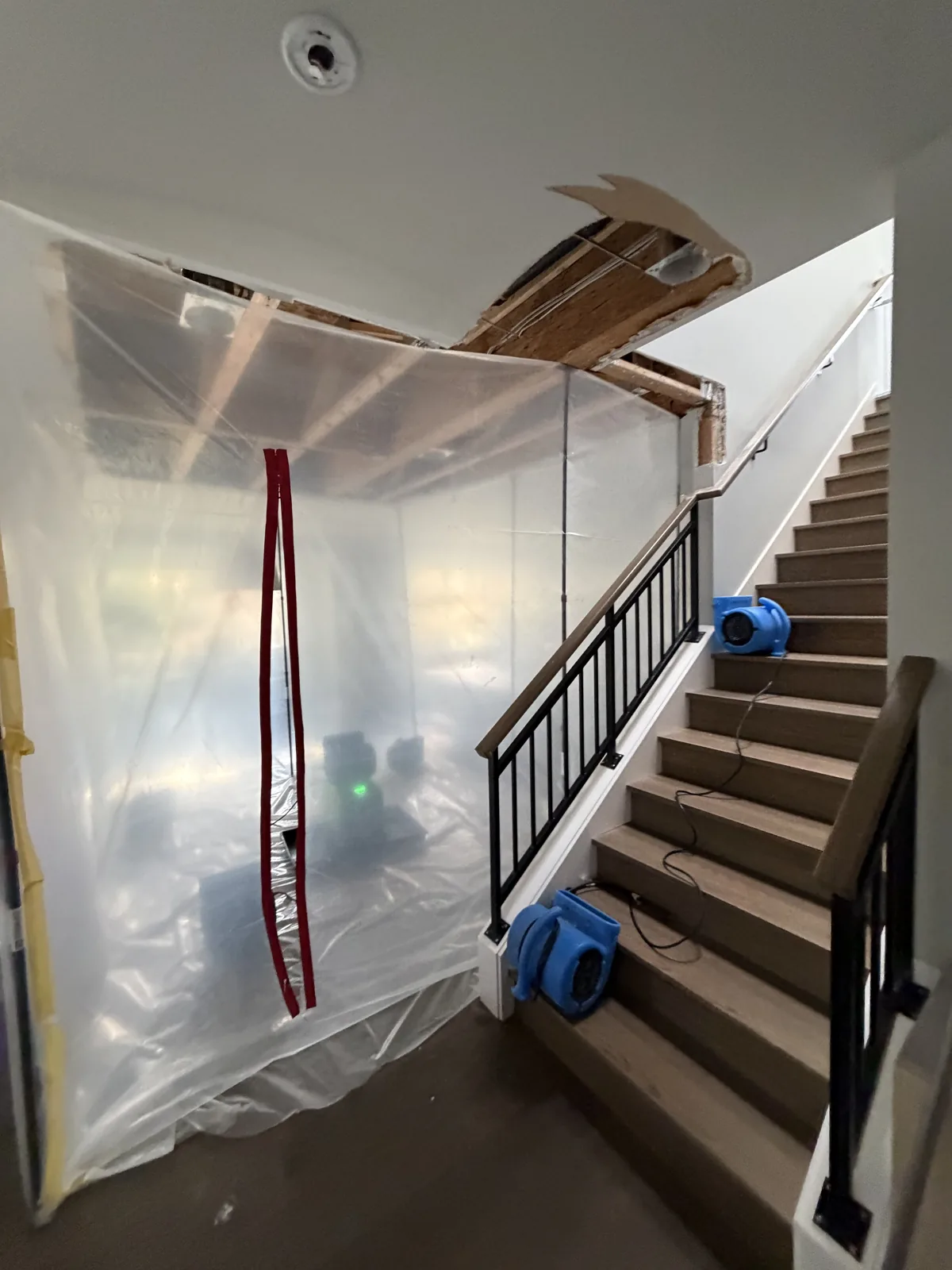 Kirkland: Containment isolated the dining room beneath the upstairs bathroom leak.