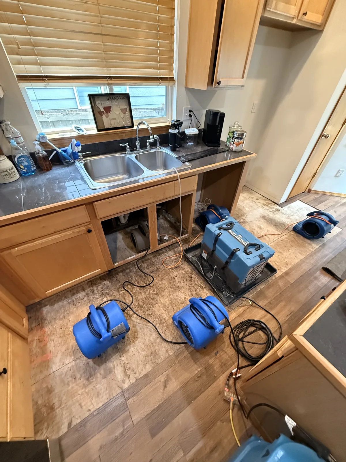 Mill Creek: Affected lower cabinet sections removed to provide access for drying.